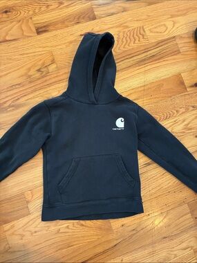 Carhartt Kids Navy Blue Pullover Hoodie with Logo